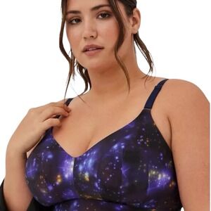 Torrid Dream Wire Free Galaxy Print Black Purple Bra Plus Size 40 DDD‎ #316